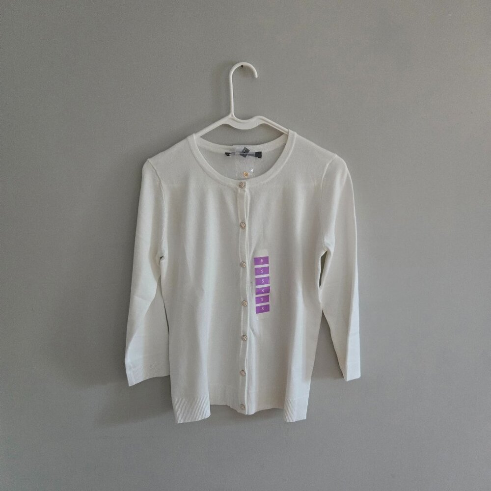 berkley jensen White Button Front Cardigan Size Small, NWT
